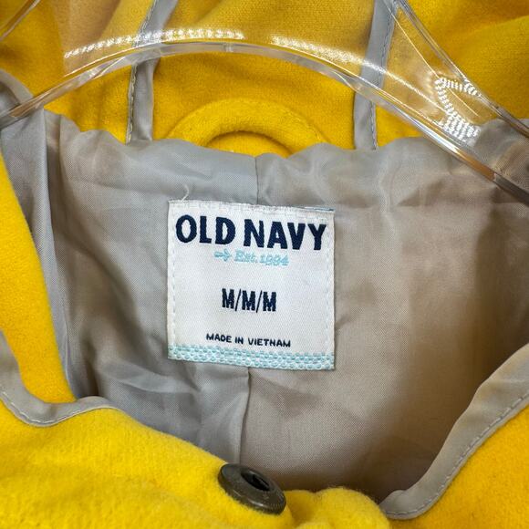 Old Navy Y2K 2012 Bright Yellow Felt Toggle Hooded Winter Peacoat - Picture 10 of 12